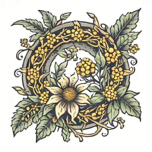 goldenrod wreath tattoo design idea