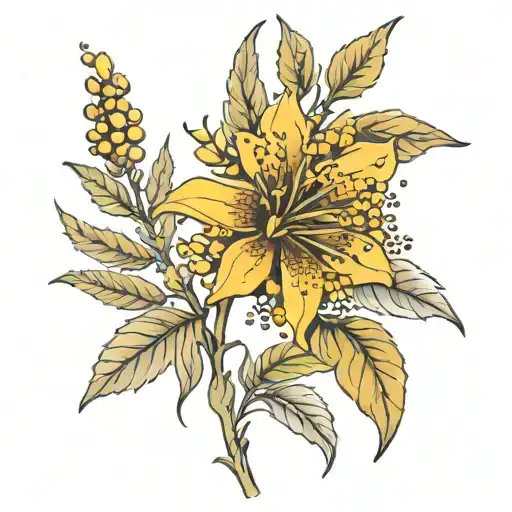 goldenrod flower tattoo design idea