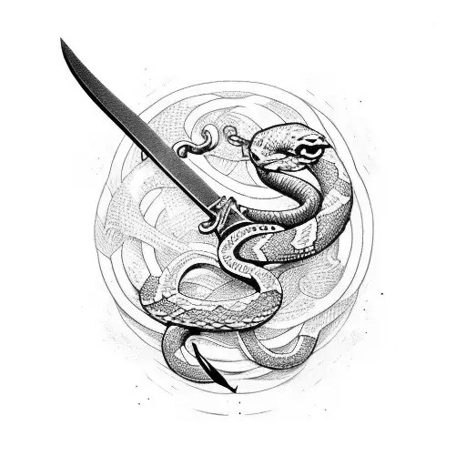 sword with snake tattoo design idea