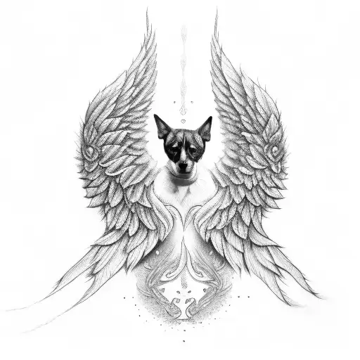angel wings with dog paws tattoo design idea