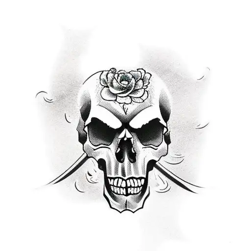 skulls on graveyard tattoo design idea