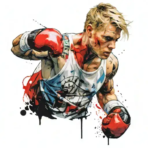 a boy have a boxer blonde hair and dark circles under blue eyes,short beard tattoo design idea