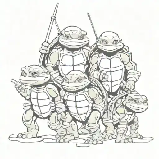 Little ninja turtles kids tattoo design idea