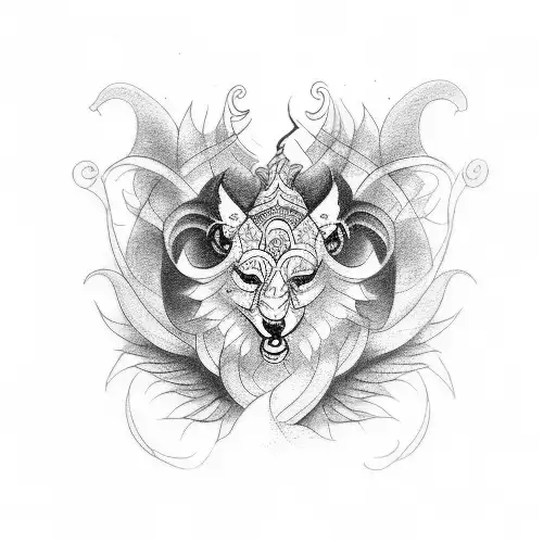 genrate a tatto with word dharma karma moksh tattoo design idea