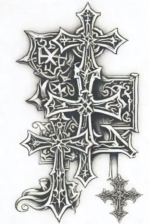 3 iron crosses tattoo design idea