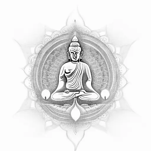 sree chakra budha tattoo design idea