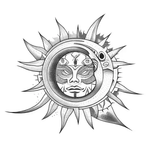 Sun and Moon tattoo design idea