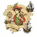 Peter pan meets pirates treasure map  tattoo design idea