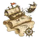Peter pan meets pirates treasure map  tattoo design idea