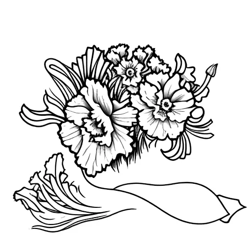 carnation, daffodil, cosmos, Gladiolus, chrysanthemums   tattoo design idea