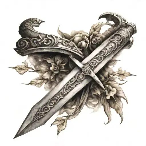 crossing sword tattoo design idea
