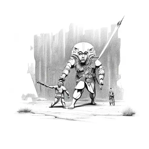 David and Goliath tattoo design idea