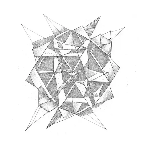 three interlinked triangles simple lines tattoo design idea