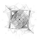 three interlinked triangles using simple lines and dots  tattoo design idea