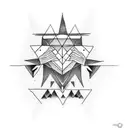 create a small finger tattoo that includes three interlinked triangles using simple lines and dots  tattoo design idea