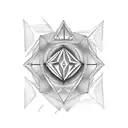 create a small finger tattoo that includes three interlinked triangles using simple lines and dots  tattoo design idea