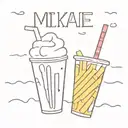 milk shake, French fries, and rainbow saying "pa"  tattoo design idea