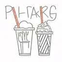 milk shake, French fries, and rainbow saying "pa"  tattoo design idea