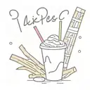 milk shake, French fries, and rainbow saying "pa"  tattoo design idea