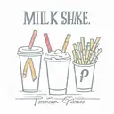 milk shake, French fries, and rainbow saying "pa"  tattoo design idea