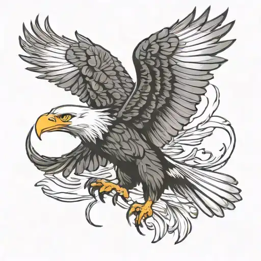bald eagle and golden eagle fighting tattoo design idea