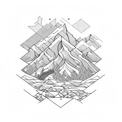 A mesmerizing mountain range with intricate patterns of MTG cards forming the peaks tattoo design idea
