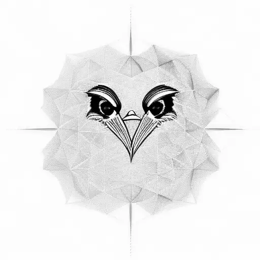 woodpecker head in  kalidescope tattoo design idea