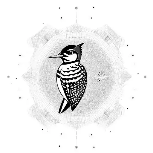 woodpecker kalidescope tattoo design idea