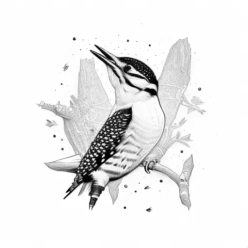 woodpecker kalidescope tattoo design idea