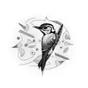 woodpecker kalidescope tattoo design idea