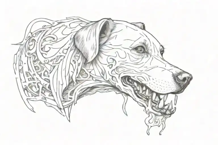 a dog with a bone tattoo design idea