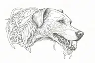 a dog with a bone tattoo design idea
