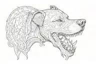 a dog with a bone tattoo design idea