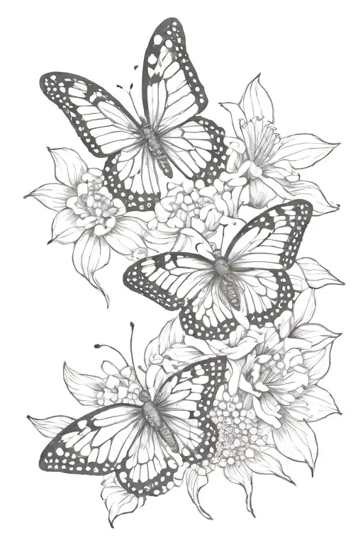 January And September Birth Flowers，butterfly  tattoo design idea