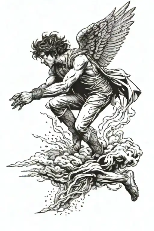 Icarus falling from the sky tattoo design idea