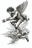 Icarus falling from the sky tattoo design idea