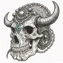bison skull with blackfoot bead work in horns bahamut head tattoo design idea
