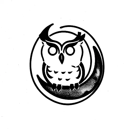 Owl sitting on crescent moon  tattoo design idea