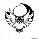 Owl sitting on crescent moon  tattoo design idea