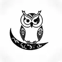 Owl sitting on crescent moon  tattoo design idea