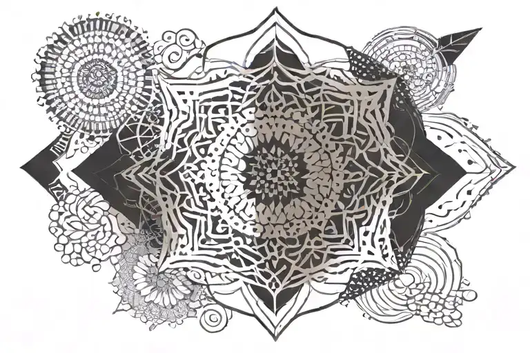 Combine dos silhouettes with mandala elements in a blackwork style to symbolize balance and harmony tattoo design idea