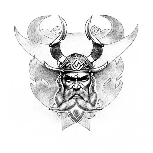 Viking style tattoo from right thigh to right bum that represents freedom and courage tattoo design idea