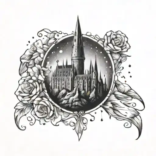 hogwarts forearm tattoo design idea
