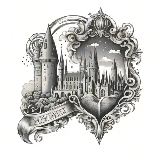hogwarts forearm that can be tattoed on 2 different people tattoo design idea