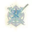 An ancient sword crossed with a modern financial graph tattoo design idea