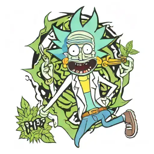marijuana rick y morty tattoo design idea