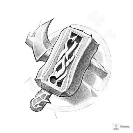 thors hammer tattoo design idea
