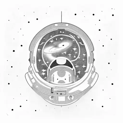 An astronaut floating in space, surrounded by vibrant galaxies and nebulae tattoo design idea