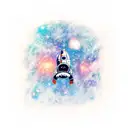 An astronaut floating in space, surrounded by vibrant galaxies and nebulae tattoo design idea