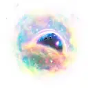 An astronaut floating in space, surrounded by vibrant galaxies and nebulae tattoo design idea